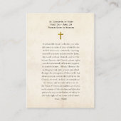 シエナローマカトリック祈りの言葉カードの聖キャサリン プレイスカード (裏面)