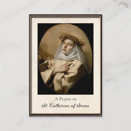 シエナローマカトリック祈りの言葉カードの聖キャサリン プレイスカード (正面)