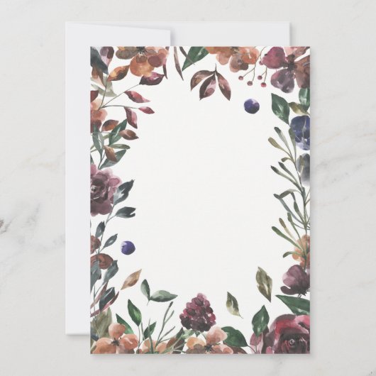 シエナ植物学|水彩リースベビーシャワー 招待状 (裏面)