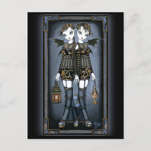 「シエナ&セレスティ」ドラゴンツイン妖精はがき ポストカード (正面)