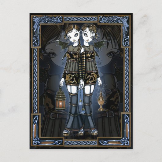 シエナ&セレステゴシックドラゴンツインズ妖精葉書 ポストカード (正面)