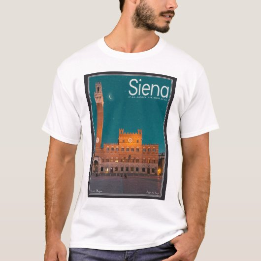 シエナ- Palazzo Pubblico夜 Tシャツ (正面)