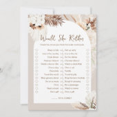 シエラは彼女の代わりにブライダルシャワーのゲームカード 招待状 (正面)