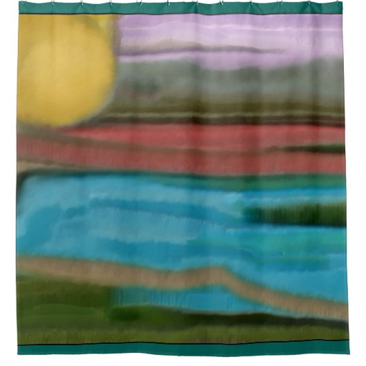 シエラサンライズ抽象芸術 シャワーカーテン (正面)