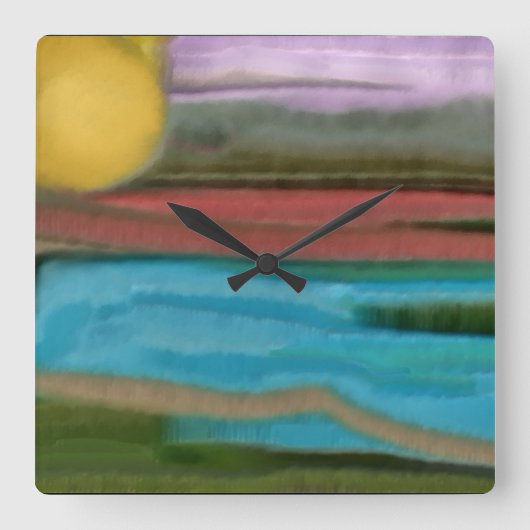 シエラサンライズ抽象芸術 スクエア壁時計 (正面)