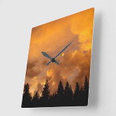 シエラスの夕日 スクエア壁時計 (傾斜)