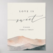 シエラダスクウォーターカラーマウンテンデザートテーブルサイン ポスター (正面)