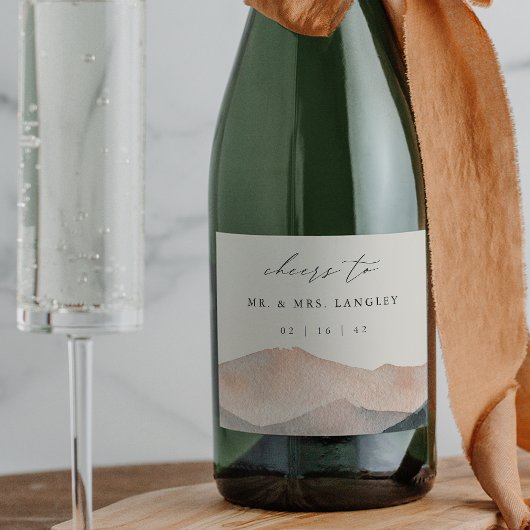 シエラデュスク | デザートマウンテンサンセット結婚ズ スパークリングワインラベル