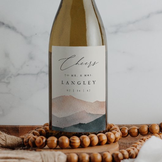 シエラデュスク | デザートマウンテンサンセット結婚ズ ワインラベル