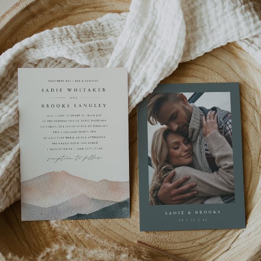 シエラデュスク | 砂漠の赤面と石板の結婚写真 招待状
