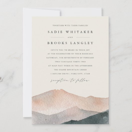 シエラデュスク | 砂漠赤面暗結婚色の写真 招待状 (正面)