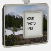 シエラネバダ山脈とヨセミテの雪 シルバープレートフレームオーナメント (右)