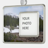 シエラネバダ山脈とヨセミテの雪 シルバープレートフレームオーナメント (左)