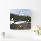 シエラネバダ山脈とヨセミテの雪 スクエア壁時計 (ホーム)
