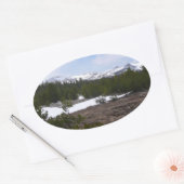 シエラネバダ山脈とヨセミテの雪 楕円形シール (封筒)