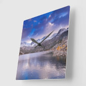 シエラネバダ山脈（カリフォルニア州秋） スクエア壁時計 (傾斜)