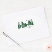 シエラネバダ山脈&ツリー 楕円形シール (封筒)