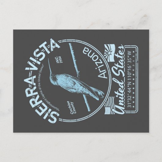 シエラビスタアリゾナ – ハミングバードイラストレーション ポストカード (正面)