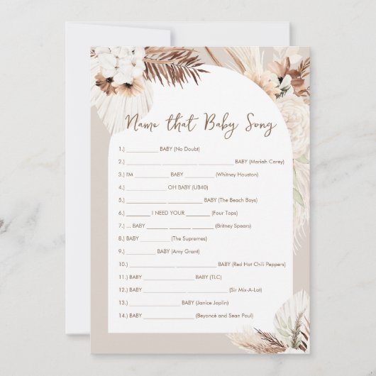 シエラボヘミアンの名前そのベビーソングゲームカード 招待状 (正面)