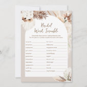 シエラボホワードスクランブルブライダルシャワーゲームカード 招待状 (正面)