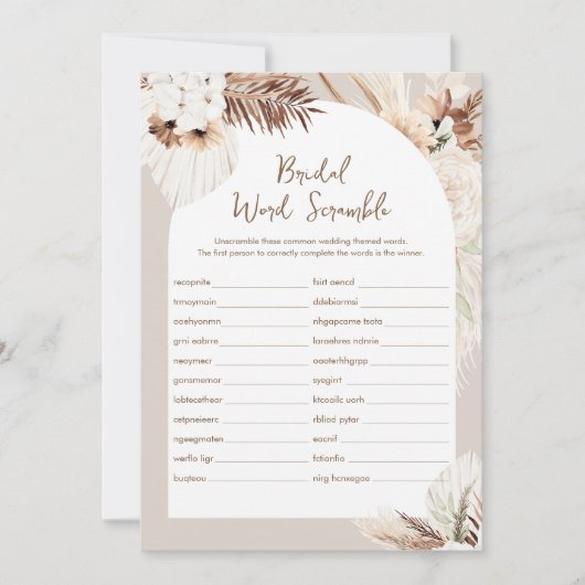 シエラボホワードスクランブルブライダルシャワーゲームカード 招待状 (正面)