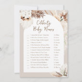 シエラボホ有名人ベビー名赤ちゃんシャワーゲーム 招待状 (正面)