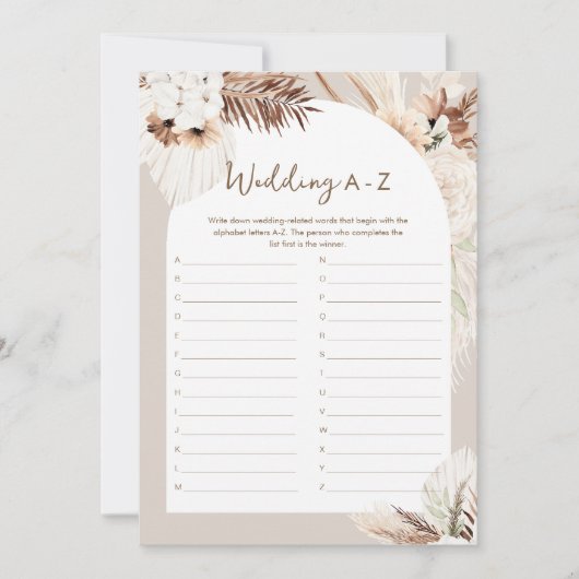 シエラボ結婚ホのA-Zブライダルシャワーゲームカード 招待状 (正面)