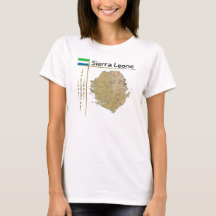 シエラレオネの地図と国旗とタイトルTシャツ Tシャツ