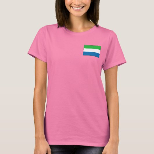 シエラレオネの旗と地図Tシャツ Tシャツ (正面)
