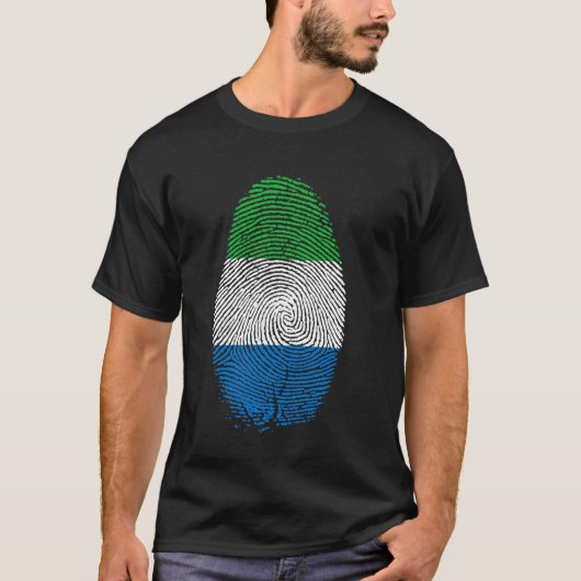 シエラレオネの旗の指紋ギフト シエラレオネへ Tシャツ (正面)