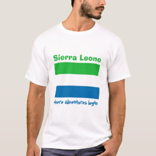シエラレオネの旗＋地図＋テキストTシャツ Tシャツ
