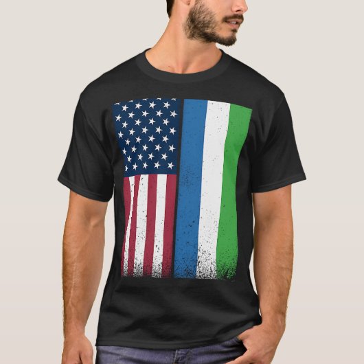 シエラレオネシエラレオネアメリカ国旗誇りを持った Tシャツ (正面)