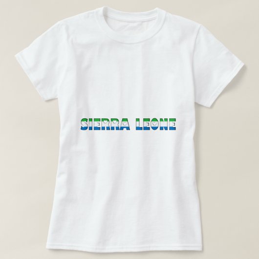 シエラレオネハートタイポグラフィ国旗の色 Tシャツ (デザイン正面)