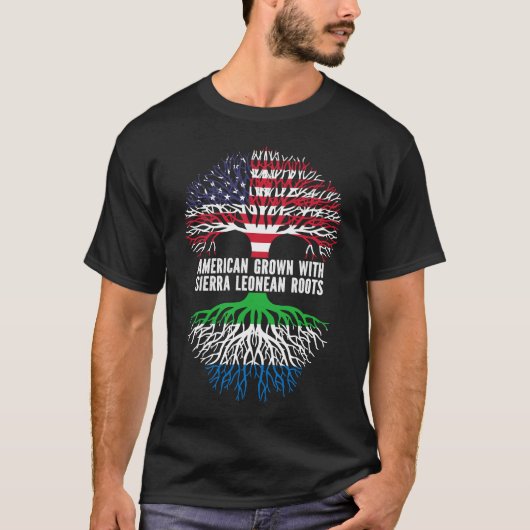シエラレオネルーツ米国国旗で栽培されたアメリカ人 Tシャツ (正面)