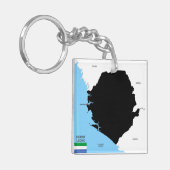 シエラレオネ国の政治地図国旗 キーホルダー (正面左)