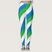シエラレオネ国旗の対角の色ストライプの レギンス (正面)