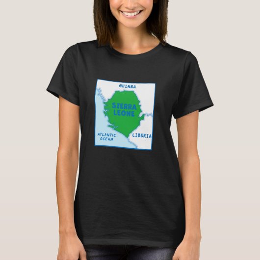 シエラレオネ国旗の色の政治地縁ど図、 Tシャツ (正面)