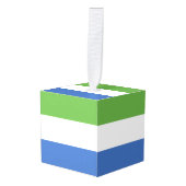 シエラレオネ国旗 キューブオーナメント (正面アングル)