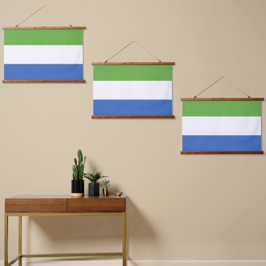 シエラレオネ国旗 吊り下げ型タペストリー (非対称)