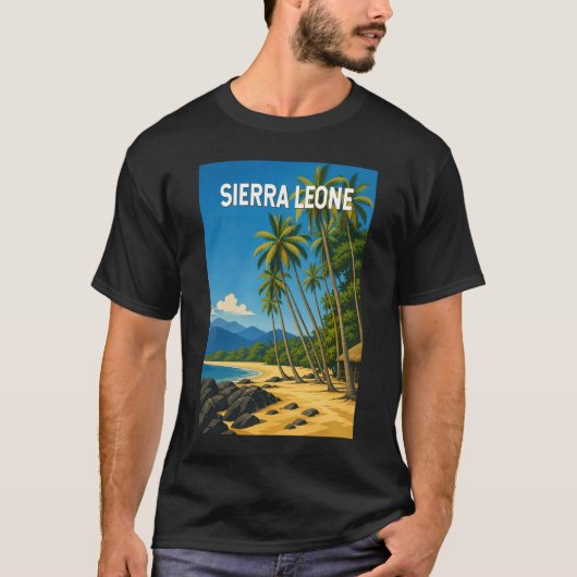 シエラレオネ イラスト 旅行 アート ヴィンテージ Tシャツ (正面)