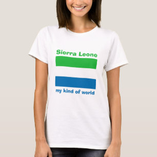 シエラレオネ 国旗+地図+文字 Tシャツ