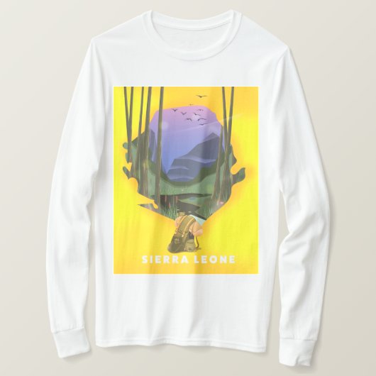 シエラ図解入りの、写真付きのレオネ地図の旅行ポスター Tシャツ (デザイン正面)