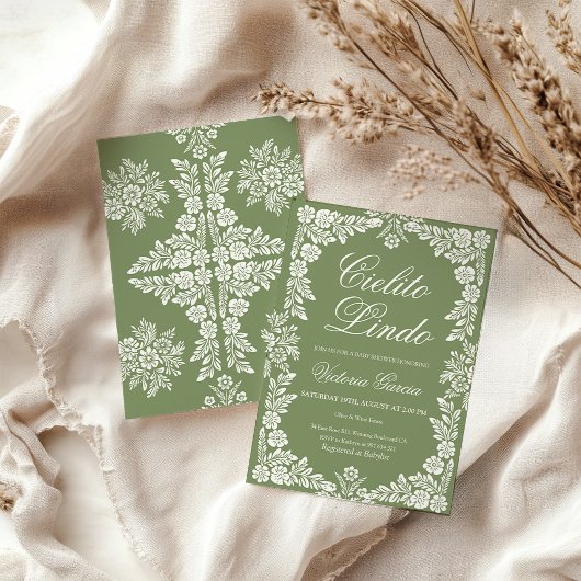 シエリートリンドセージ緑の赤ちゃんシャワー 招待状