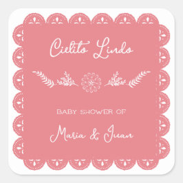 シエリートリンドパペルピカドベビーガールシャワー スクエアシール