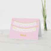 シエリートリンドピンクベビーおめでとう 箔グリーティングカード (正面)
