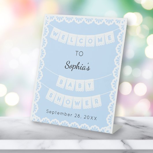 シエリートリンドブルーウェルカムベビーシャワー 台座サイン