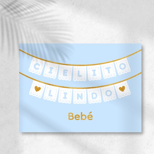 シエリートリンドブルーベビーおめでとう 箔グリーティングカード