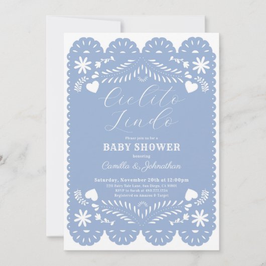 シエリートリンドブルーベビーシャワー招待状 招待状 (正面)