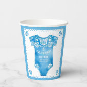 シエリートリンドブルーベビーボディスーツ男の子の赤ちゃんシャワー 紙コップ (裏面)