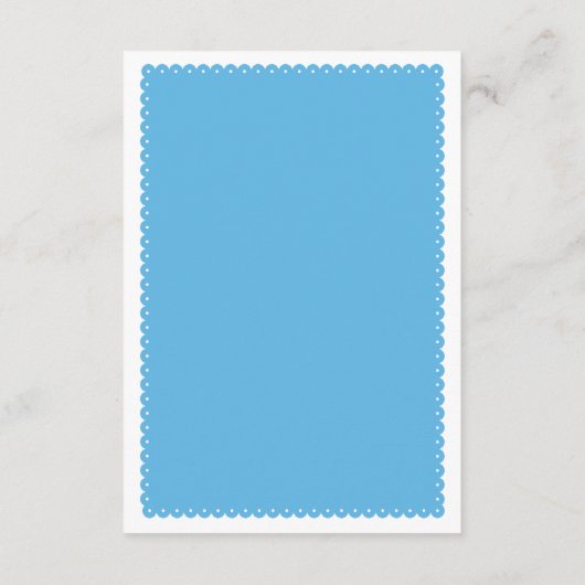 シエリートリンドブルー男の赤ちゃんシャワーおむつラッフル エンクロージャーカード (裏面)